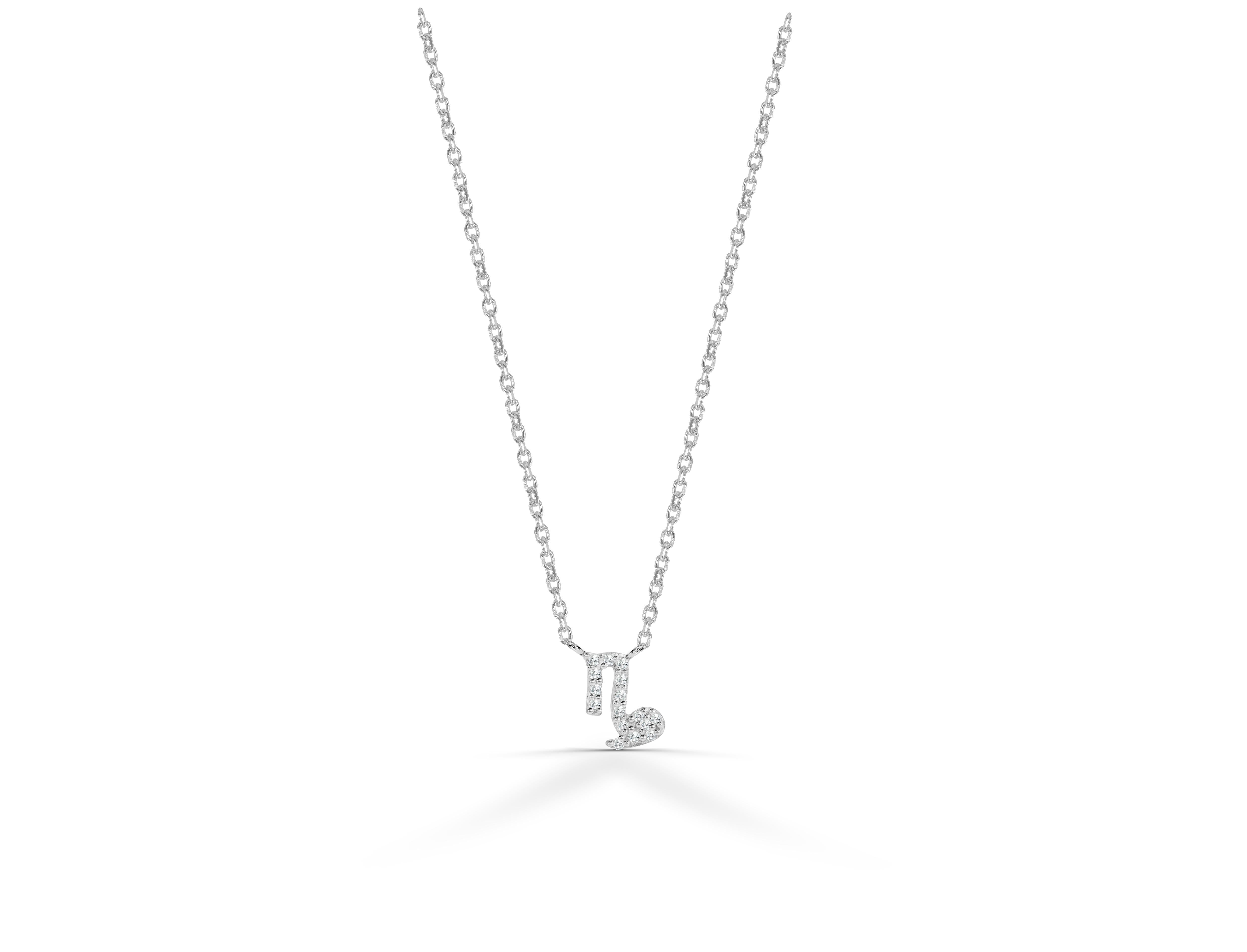 18 Karat Gold Diamant-Halskette Capricorn Zodiac Sign Geburtsschild Halskette (Moderne) im Angebot