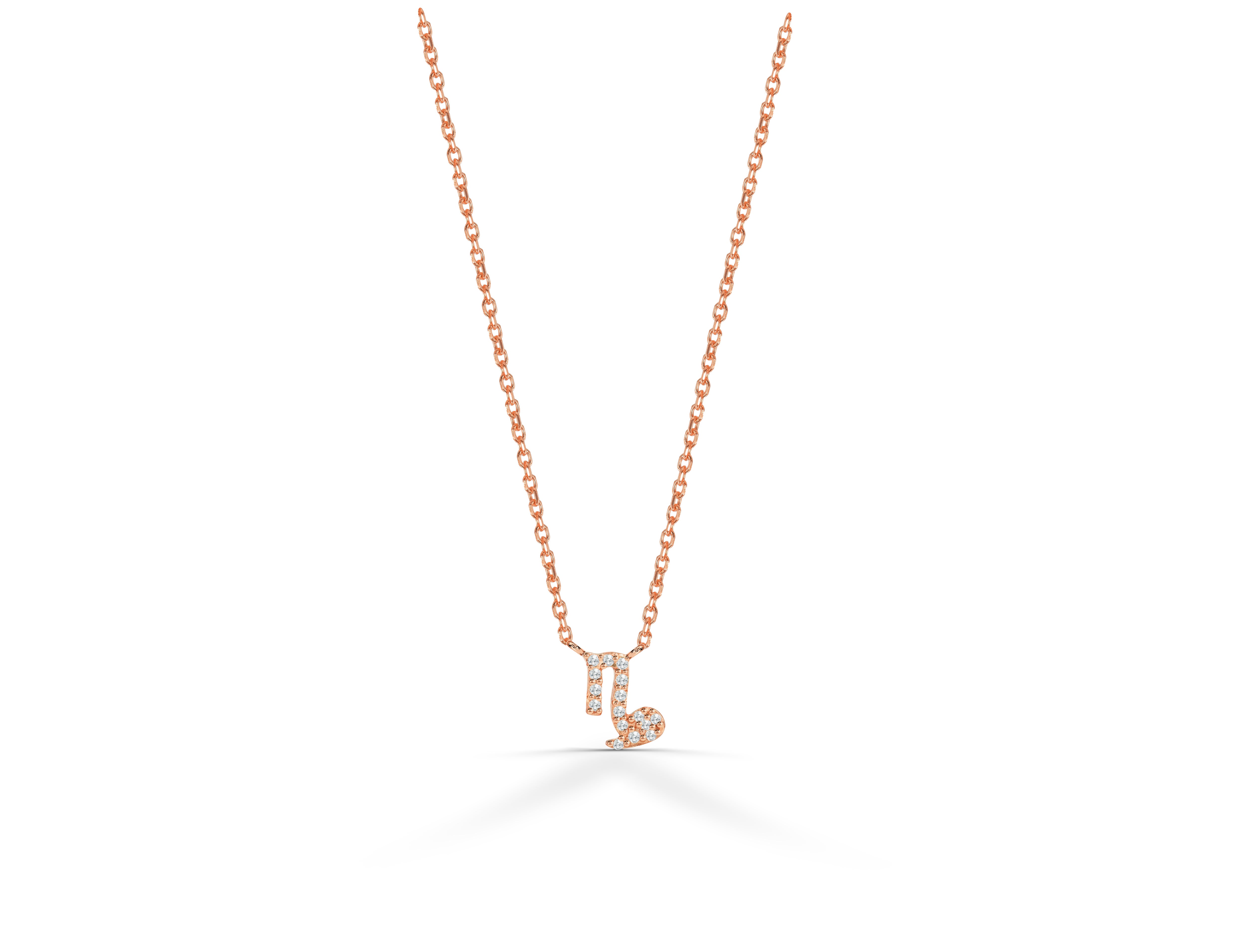 18k Gold Diamond Necklace Capricorn Zodiac Sign Birth Sign Necklace For Sale