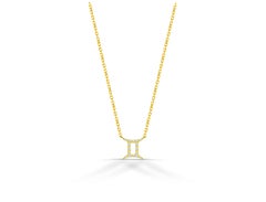 18k Gold Diamond Necklace Gemini Zodiac Sign Birth Sign Necklace