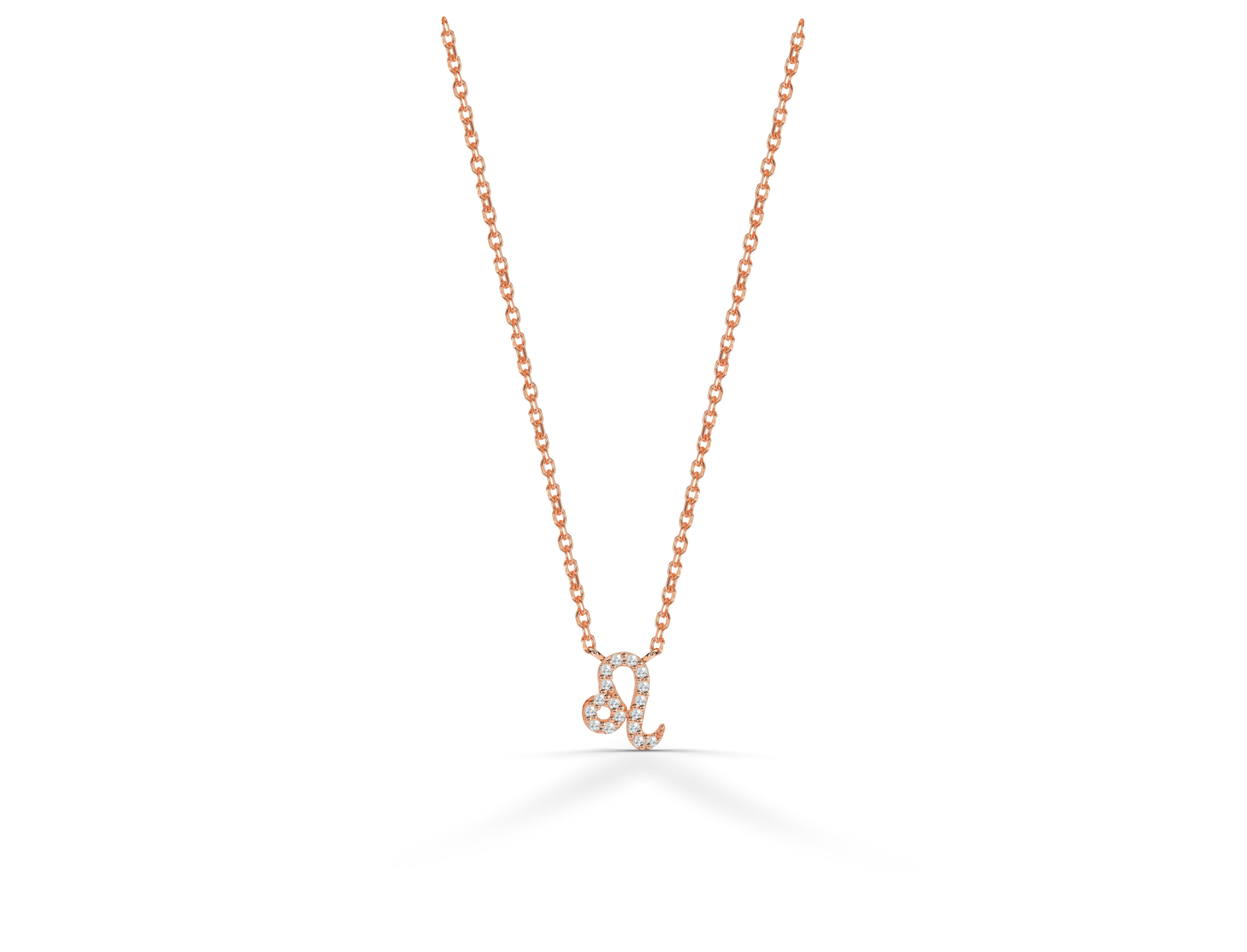 18k Gold Diamant-Halskette Löwe Zodiac Zeichen Geburt Zeichen Halskette