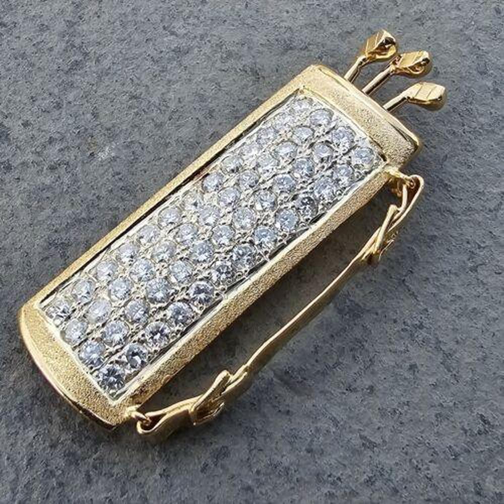 18 Karat Gold Diamant-Anhänger Golftasche Clubs Custom 5.2 Karat natürliche Erde Mined Pave (Rundschliff) im Angebot