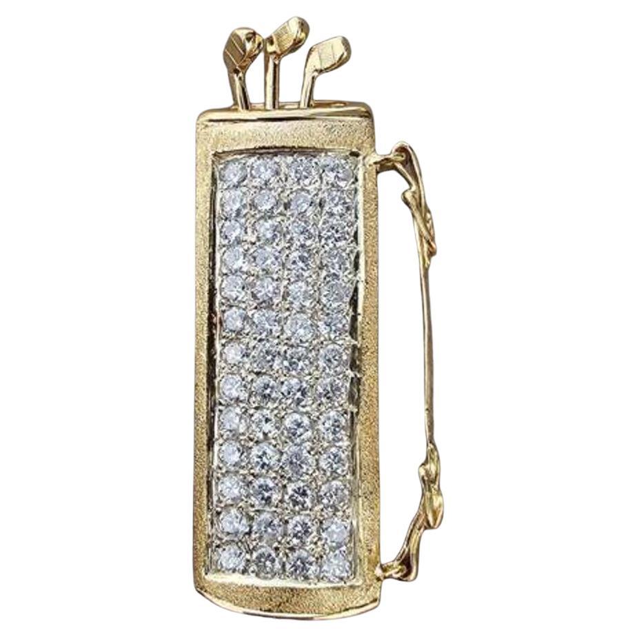 Colgante de diamantes de oro de 18 quilates Bolsa de golf Palos Personalizado 5,2 ct Tierra Natural Minada Pave