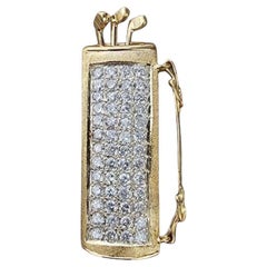 Vintage 18k Gold Diamond Pendant Golf Bag Clubs Custom 5.2ct Natural Earth Mined Pave