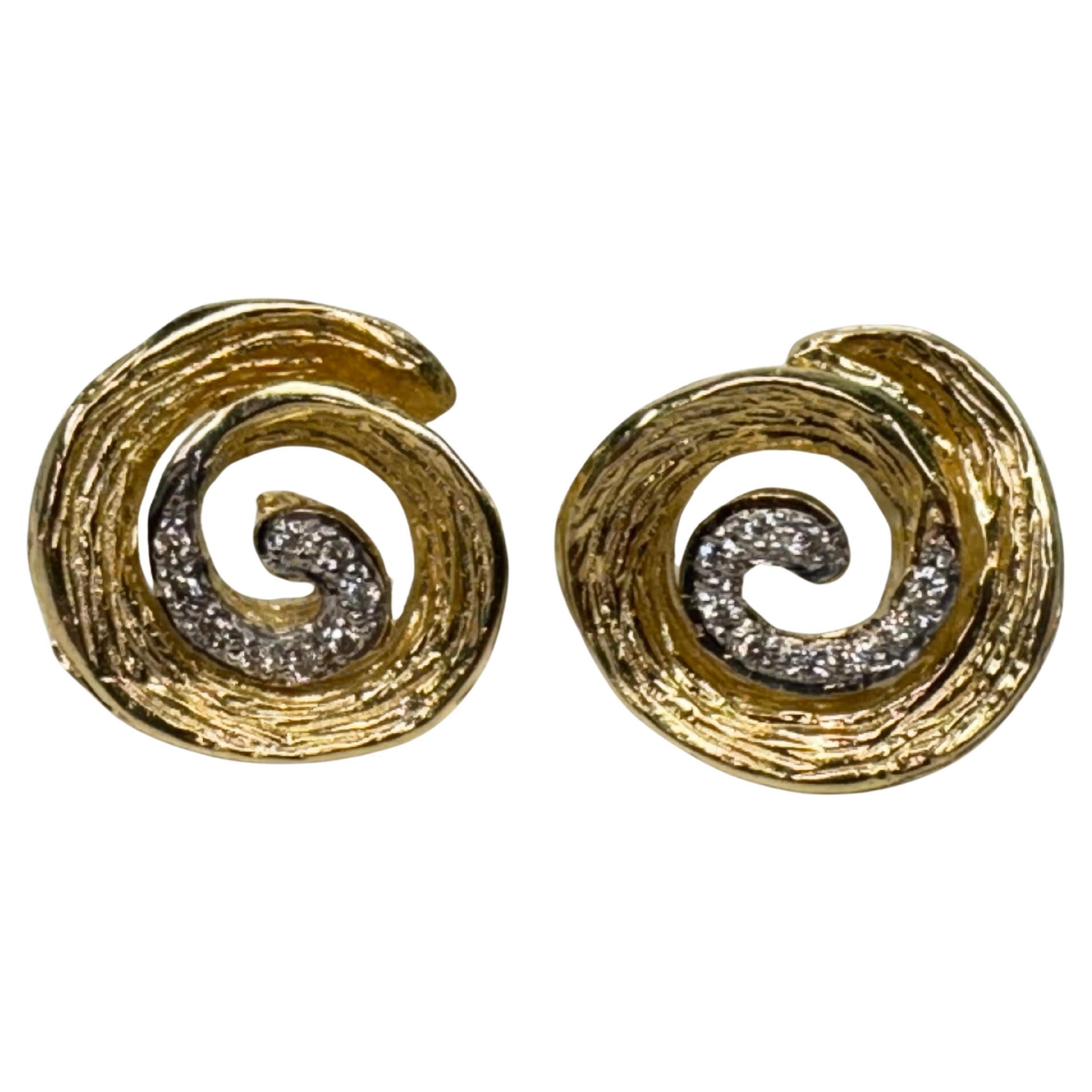 18k Gold Diamond Redgillite Studs Earrings For Sale