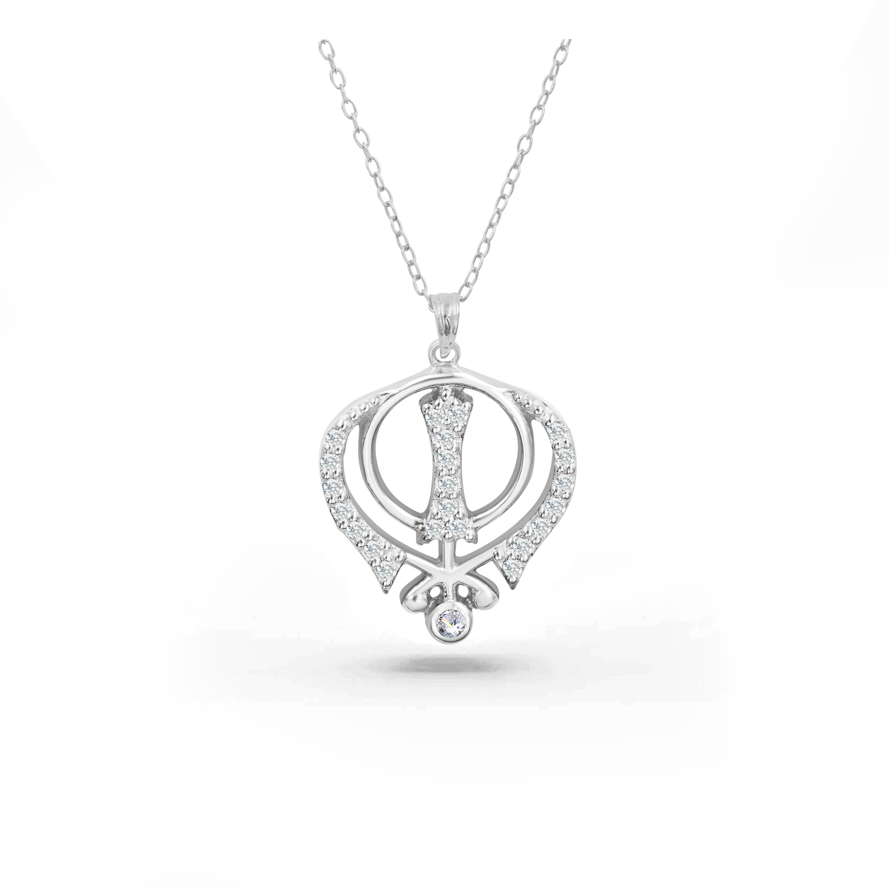 Moderne Khanda Collier religieux en or 18 carats avec diamants 0,12 carat  en vente