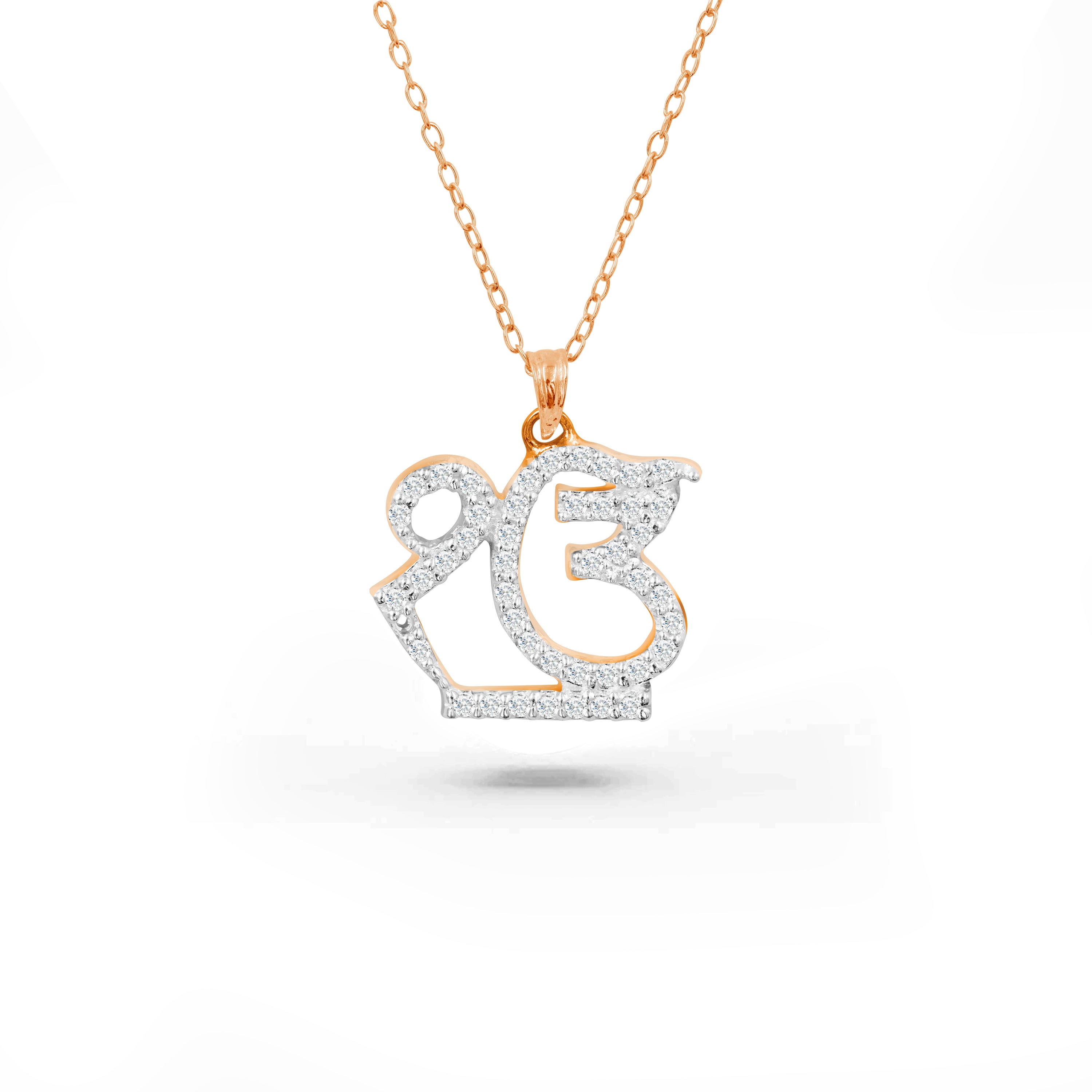 Pendentif religieux Ik Onkar religieux en or 18 carats avec diamants 0,3 carat 