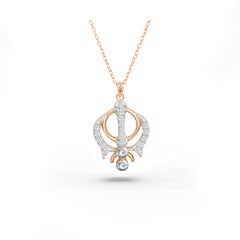 0.11 Carat Diamond 18K Gold Sikhism Khanda pendant