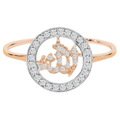 18 Karat Gold Diamant Religiöser Ring Allah Diamant Ring Islam Allah Ring für Sie