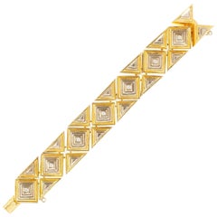 18k Gold Diamond Retro Pyramid Link Bracelet