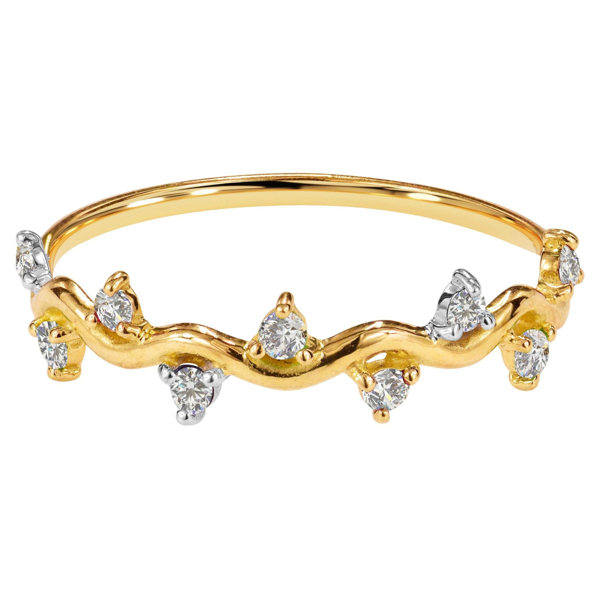 En vente :  Bague diamant en or 18k Bague diamant en forme de grappe Bague cadeau demi-éternité