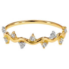 18k Gold Diamant-Ring Cluster-Diamant-Ring mit halber Eternity-Geschenkring