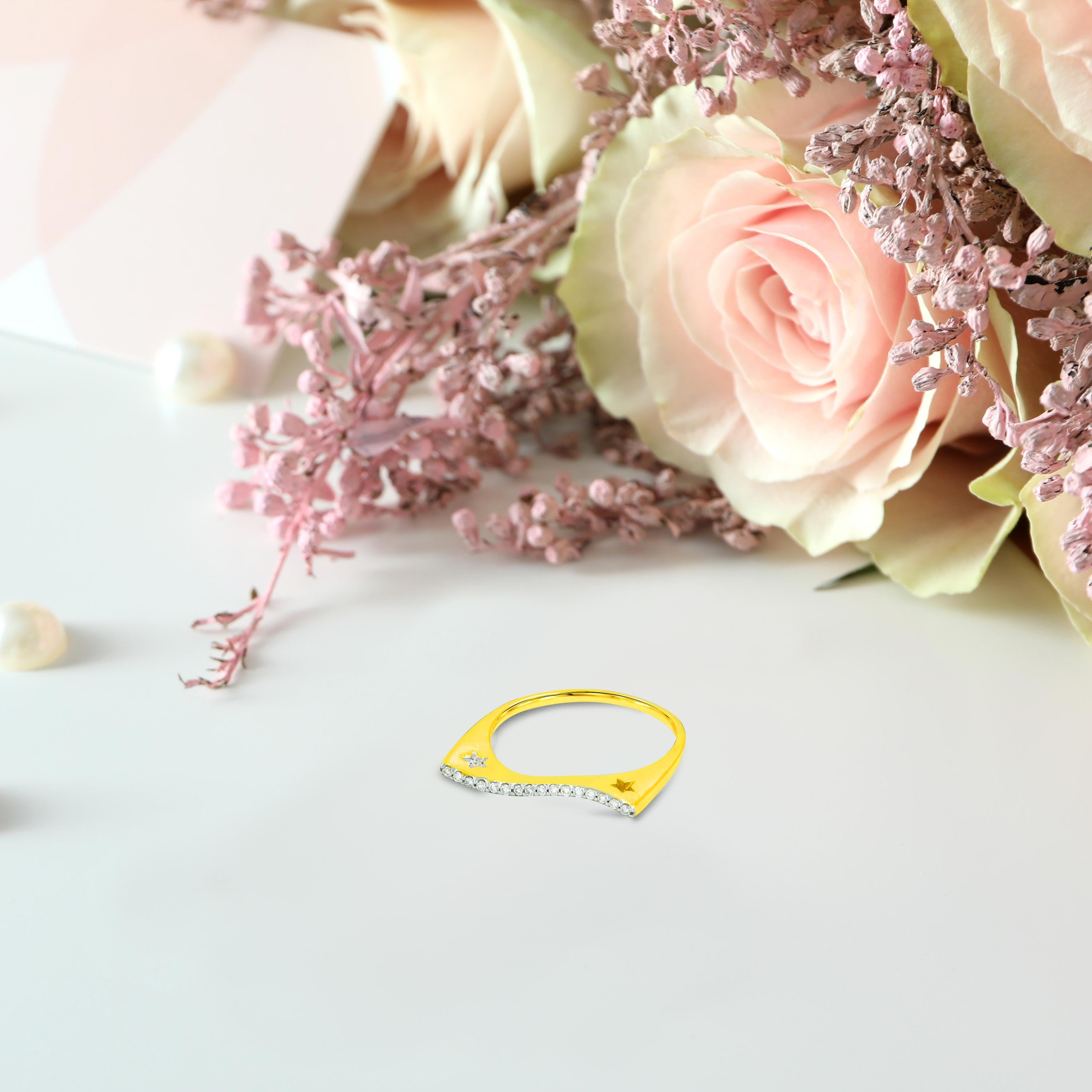 in vendita:  Anello con diamante in oro 18k Anello con diamante curvo Anello sottile di dichiarazione minimalista 7