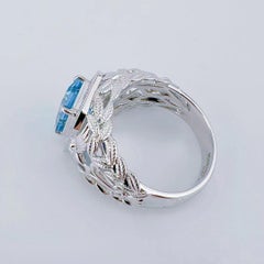 18K Gold Diamond Ring with 3.20ct Guild Certified Super Santa Maria Aquamarine