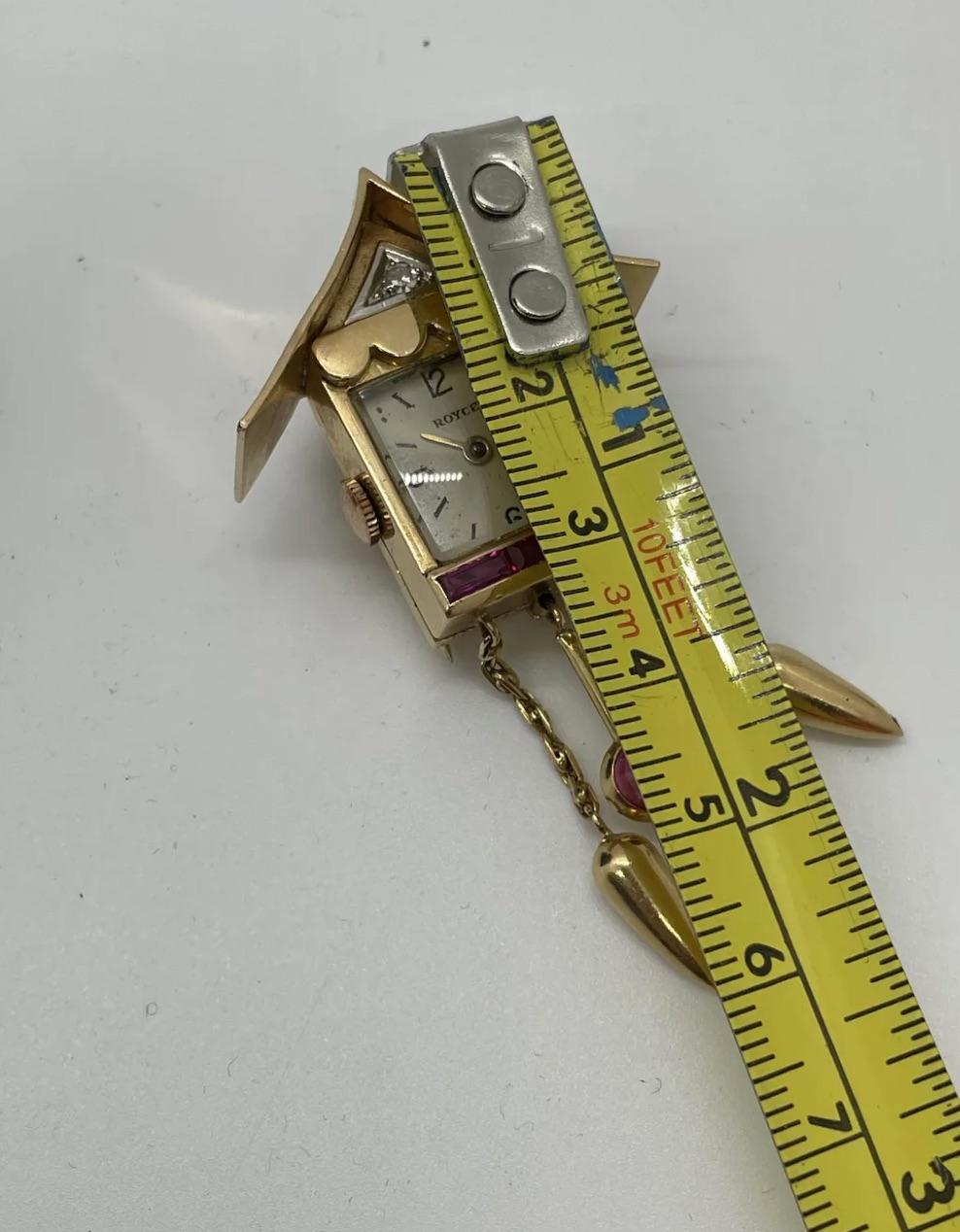 18k Gold Diamond Royce Watch Pin Cuckoo Pagoda 1