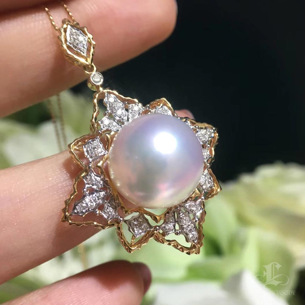 De las mujeres 【Corona Resplandor】Starlotus Aurora Mar del Sur Perla Diamante Colgante en venta