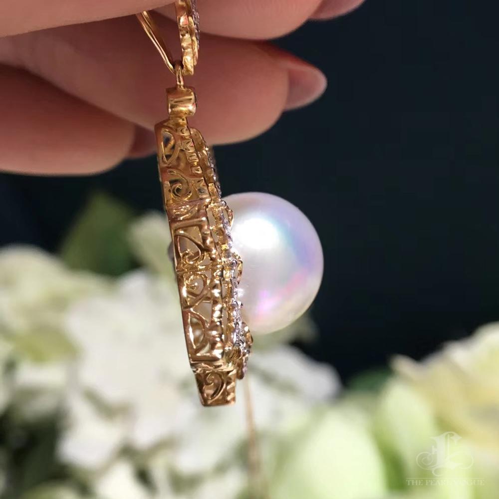 【Corona Resplandor】Starlotus Aurora Mar del Sur Perla Diamante Colgante en venta 2
