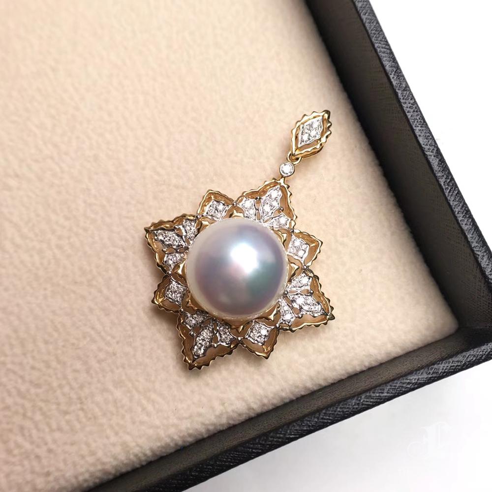 【Corona Resplandor】Starlotus Aurora Mar del Sur Perla Diamante Colgante en venta 4
