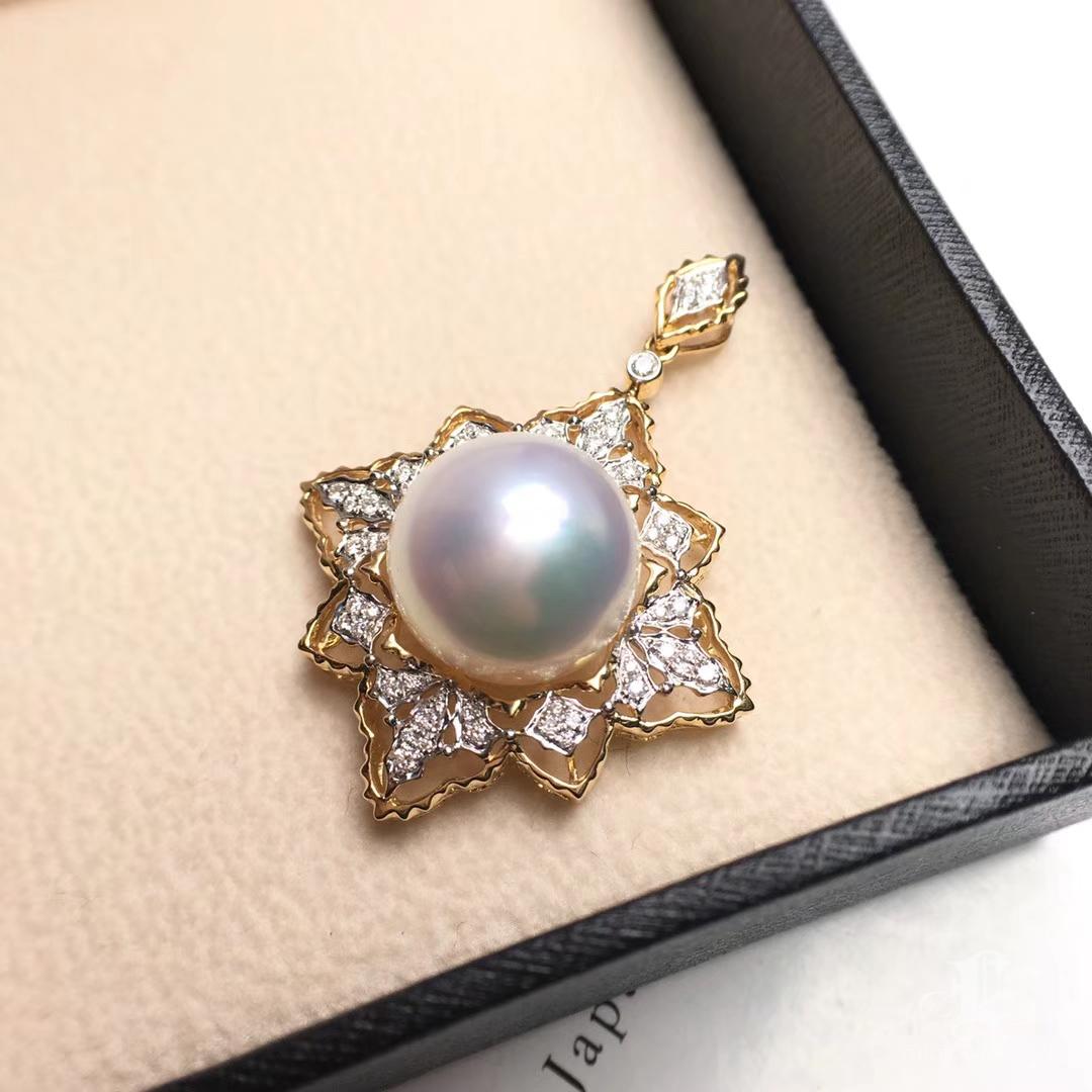【Corona Resplandor】Starlotus Aurora Mar del Sur Perla Diamante Colgante en venta 5