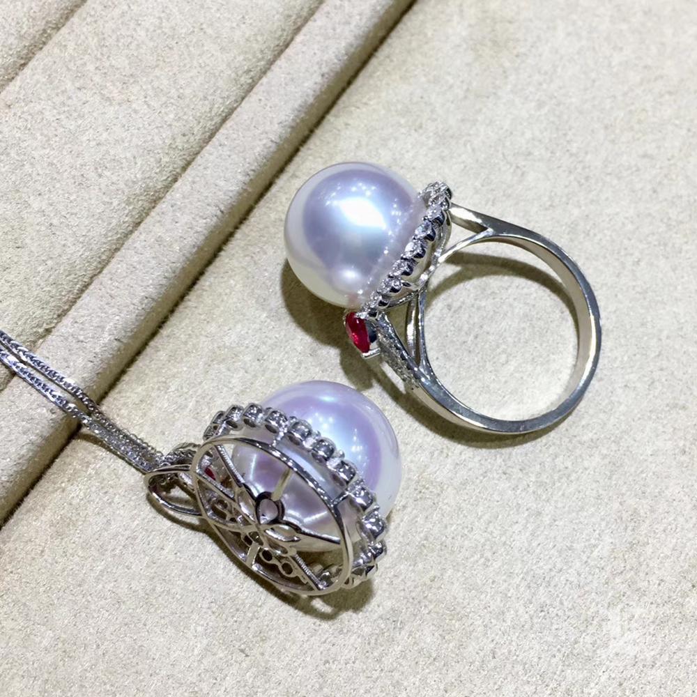 【Crown Radiance】Flame Aurora South Sea Pearl Ruby Diamond Cocktail Ring For Sale 2