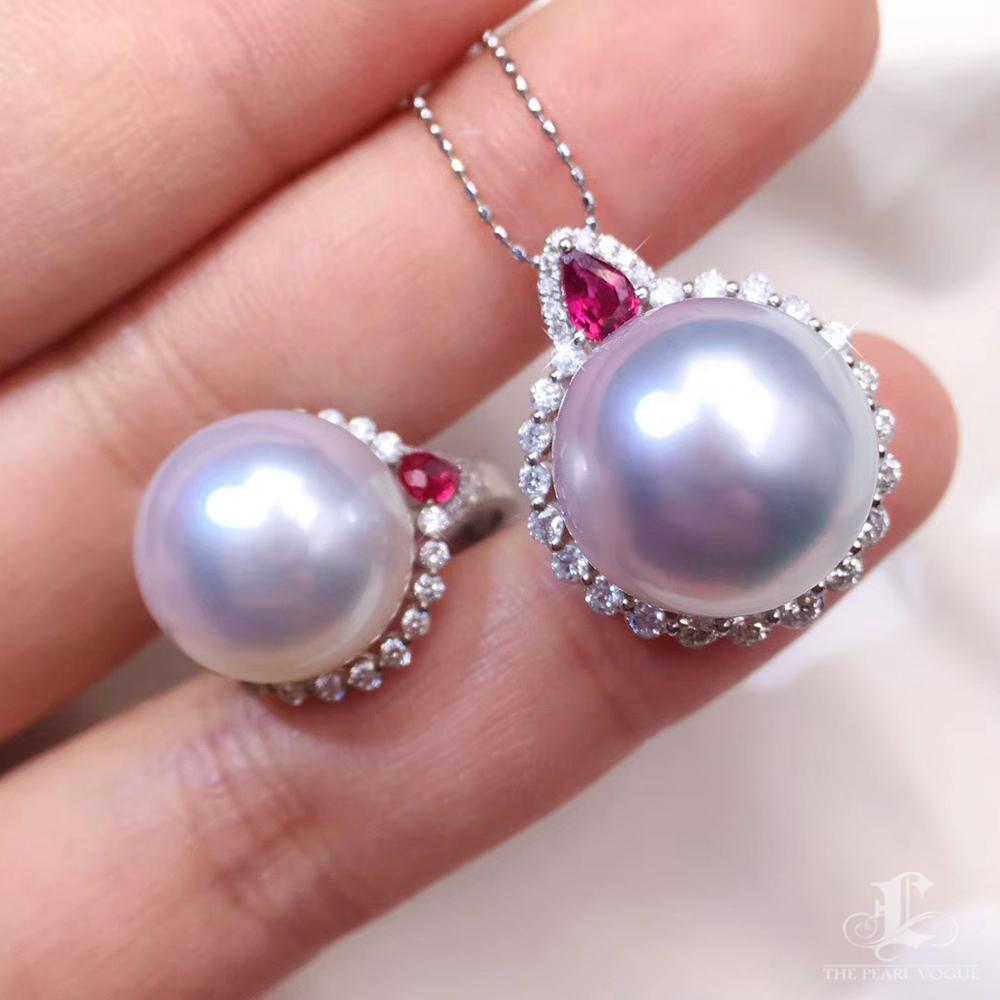 【Crown Radiance】Flame Aurora South Sea Pearl Ruby Diamond Cocktail Ring For Sale 3