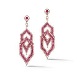 18K Gold Diamond, Ruby and Red Sapphire Earrings, Total weight stones 8.68 Carat