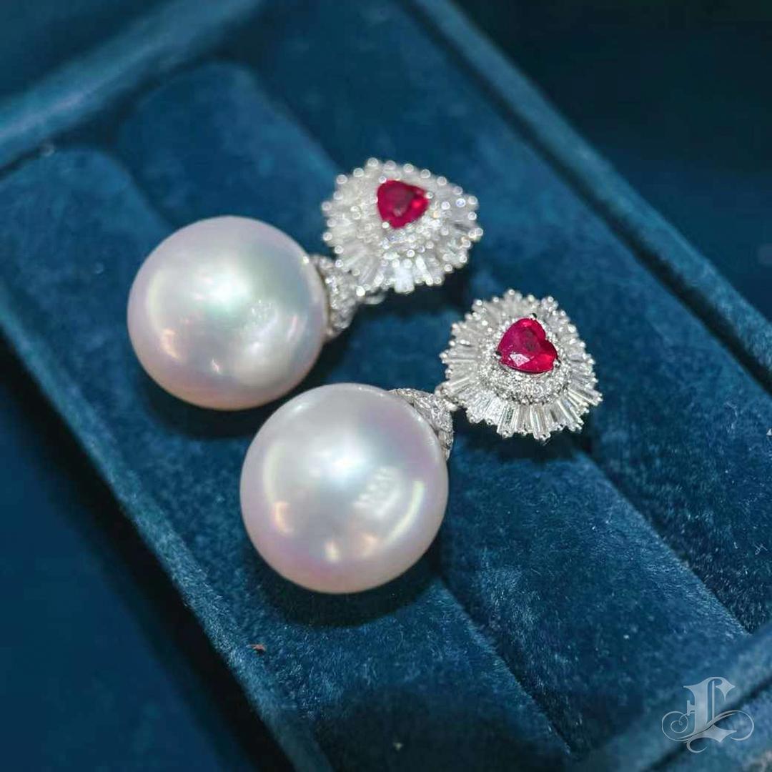 【Crown Radiance】Crown of Heart Aurora Südseeperlen Cabrio-Ohrringe Damen im Angebot