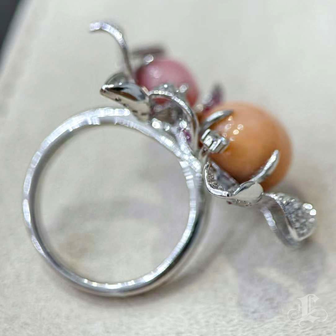 【Conchéa】Bague fleurie en perles de conque du jardin du crépuscule - 11.02ct 4