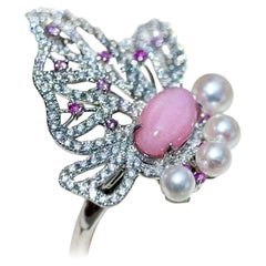 【Conchéa】Aurora Wings Conch Pearl Butterfly Ring - 2.18ct