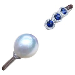 Bracelet ligne céleste des mers du Sud en perles, saphirs et diamants