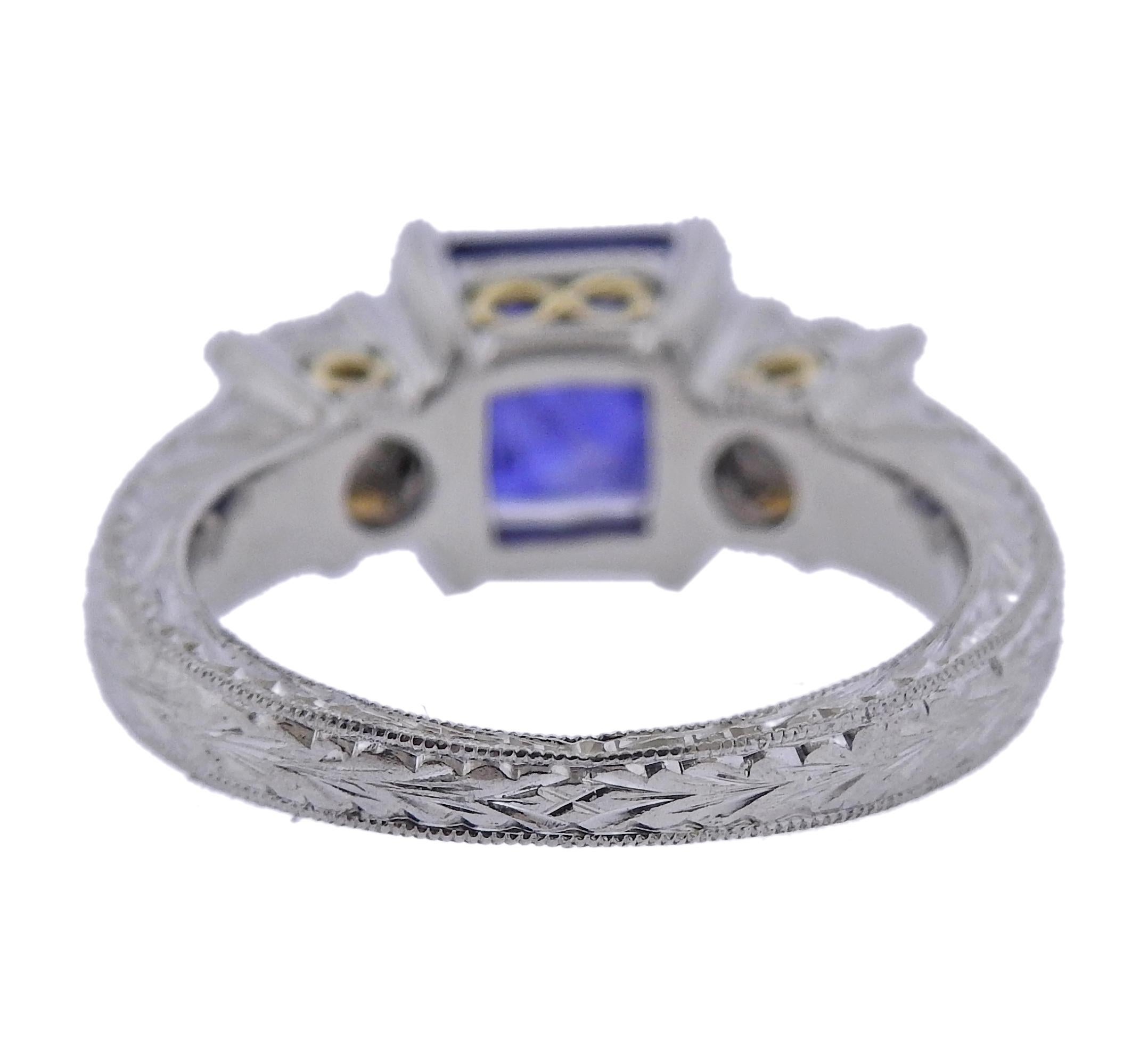 18 carat gold diamond and sapphire ring
