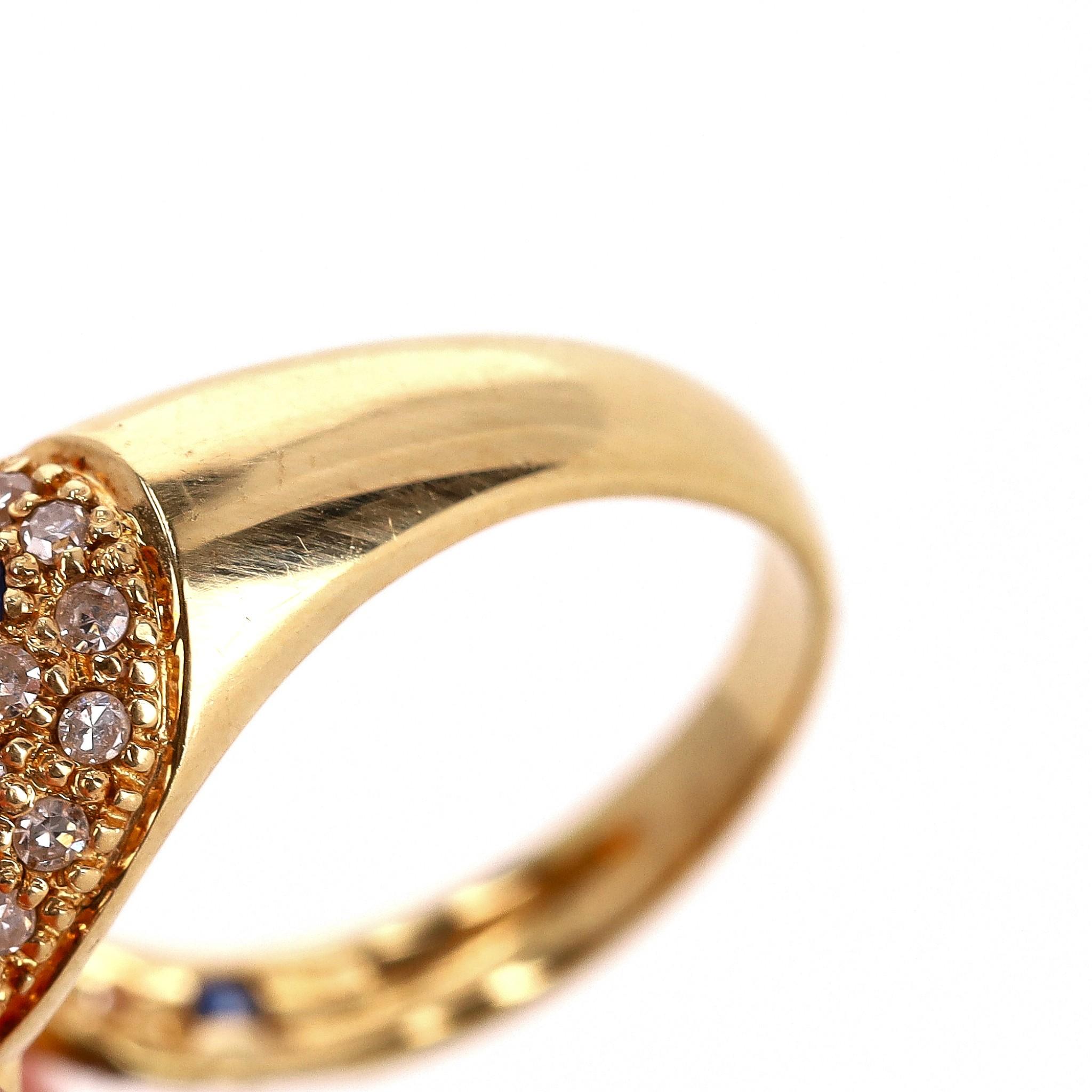 18k Gold Diamond, Sapphire & Ruby Panther Ring 6