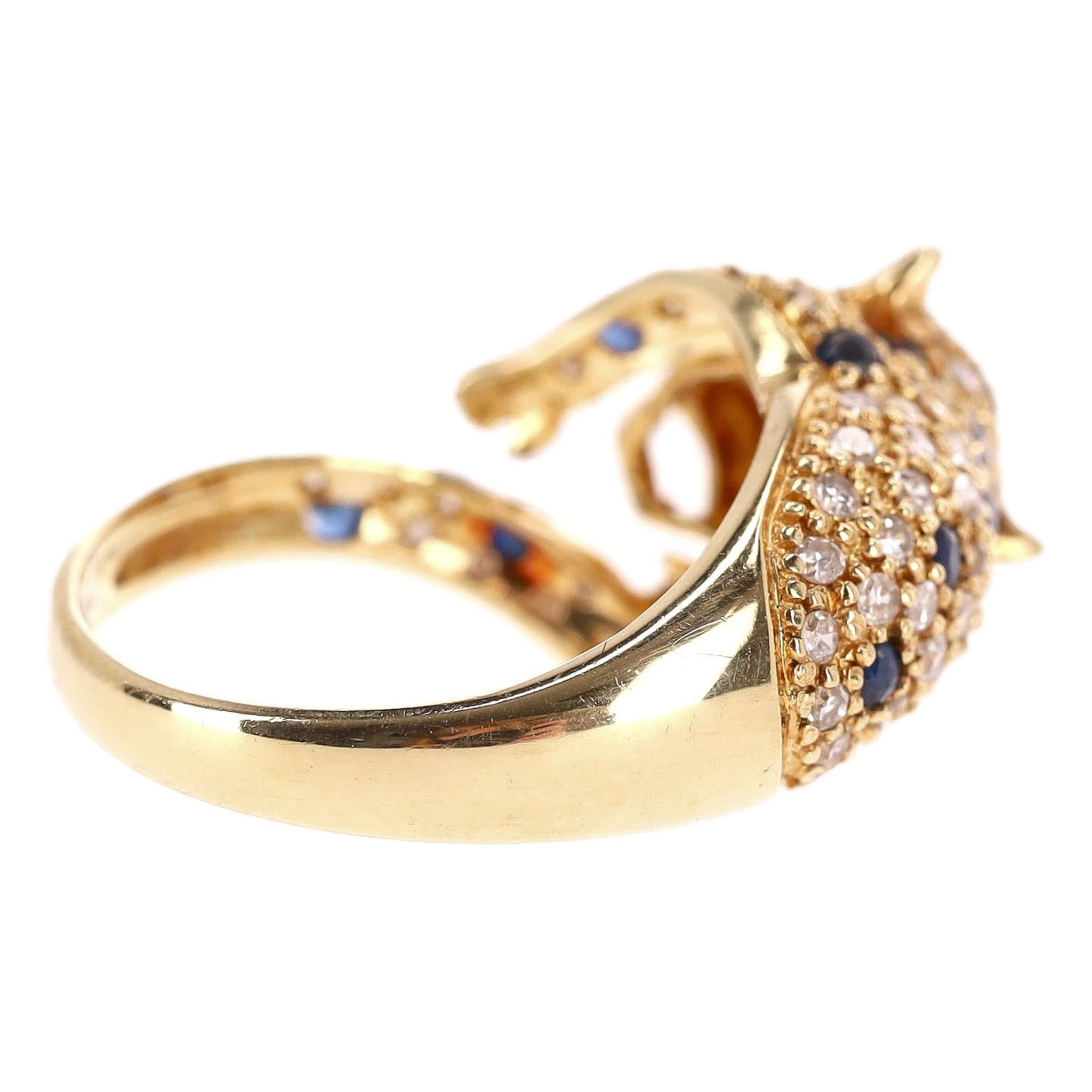 18k Gold Diamond, Sapphire & Ruby Panther Ring 1