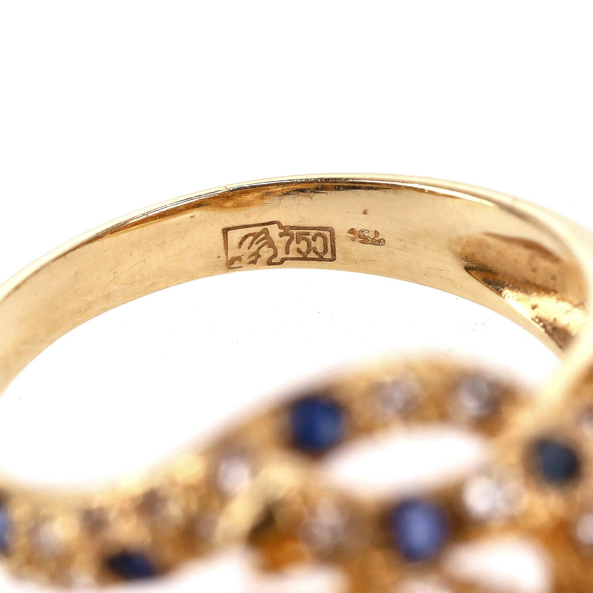 18k Gold Diamond, Sapphire & Ruby Panther Ring 4