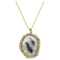 18k Gold Diamond Slice Champenge Diamonds Necklace Pendent