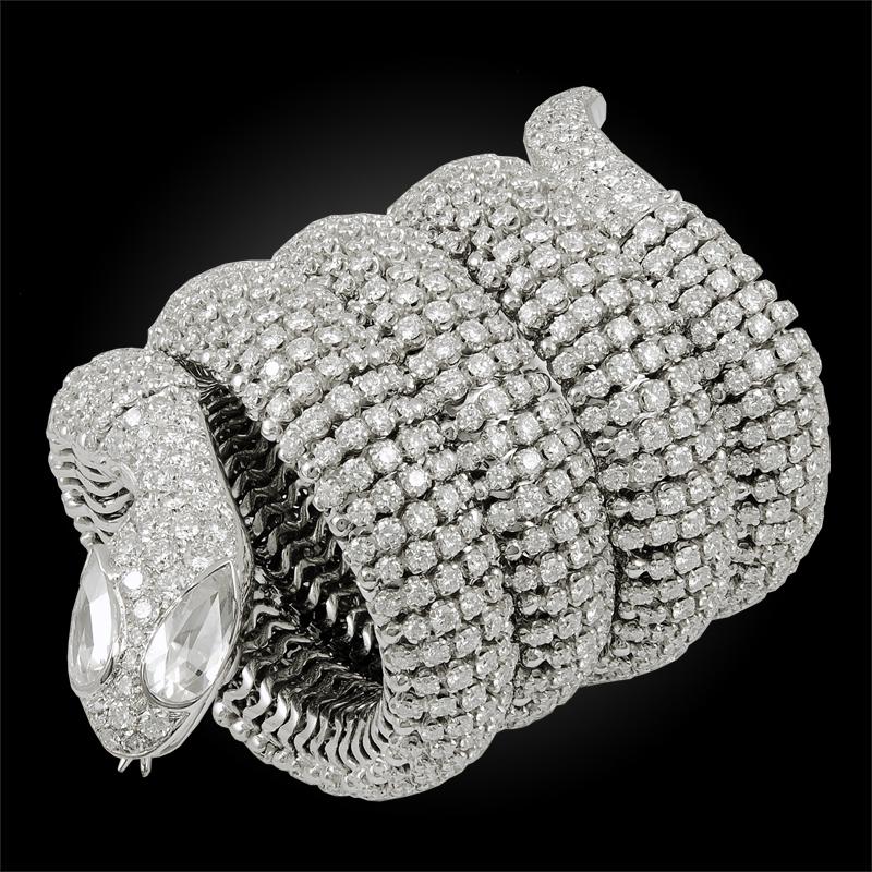  Bracelet serpent enroulé contemporain avec diamants Unisexe 