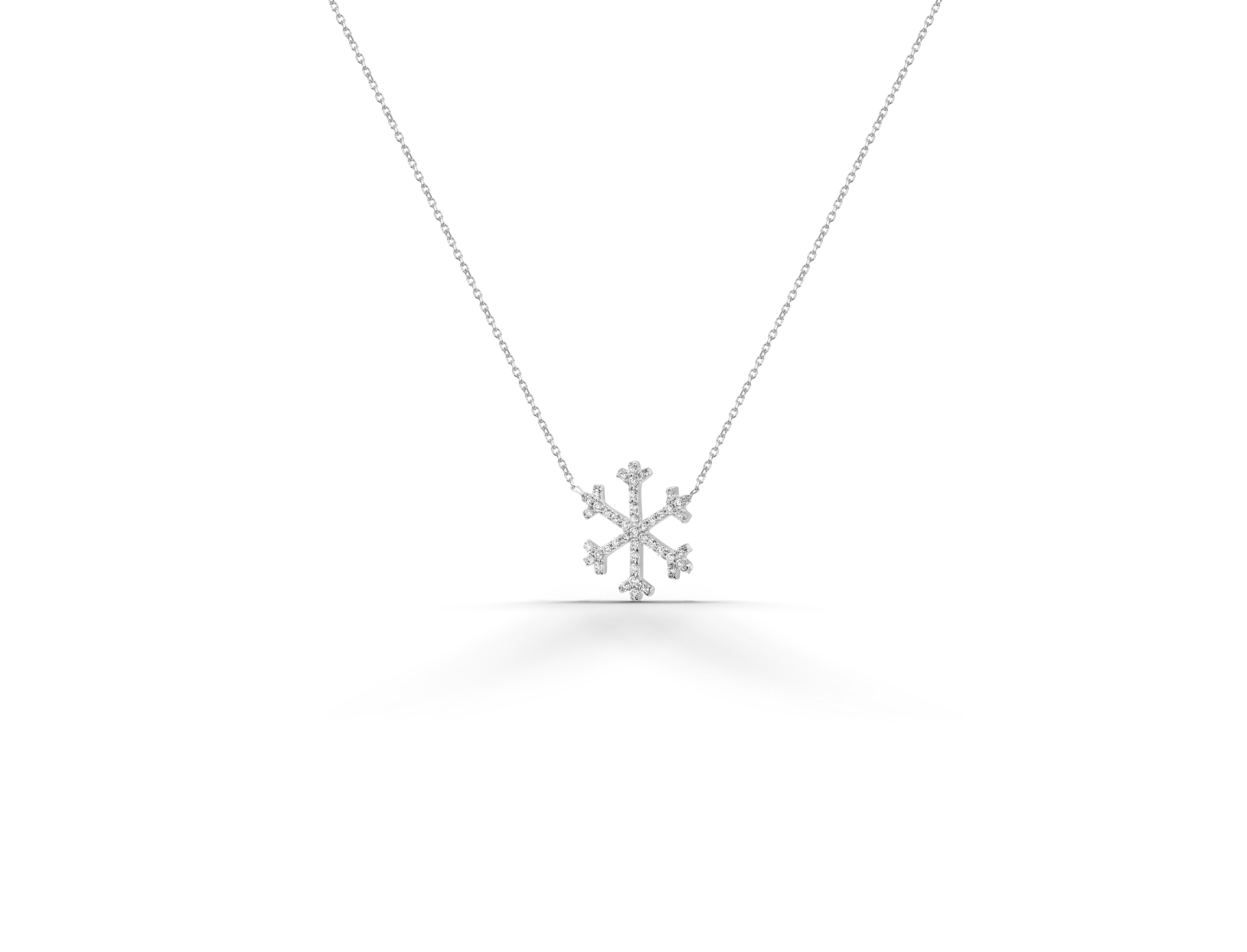 Schneeflocken-Halskette aus 18 Karat Gold mit Diamanten, Weihnachtsgeschenk (Moderne) im Angebot
