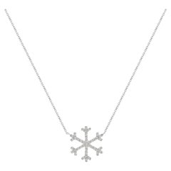 18k Gold Diamond Snowflake Necklace Winter Snowflake Christmas Gift