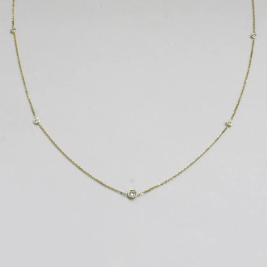 Delicate Minimal Necklace is made of 18k solid gold available in three colors, White Gold / Rose Gold / Yellow Gold.

Natural genuine round cut diamond each diamond is hand selected by me to ensure quality and set by a master setter in our studio.