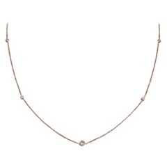 Collar Solitario de Diamantes de Oro de 18k Collar Estación de Diamantes