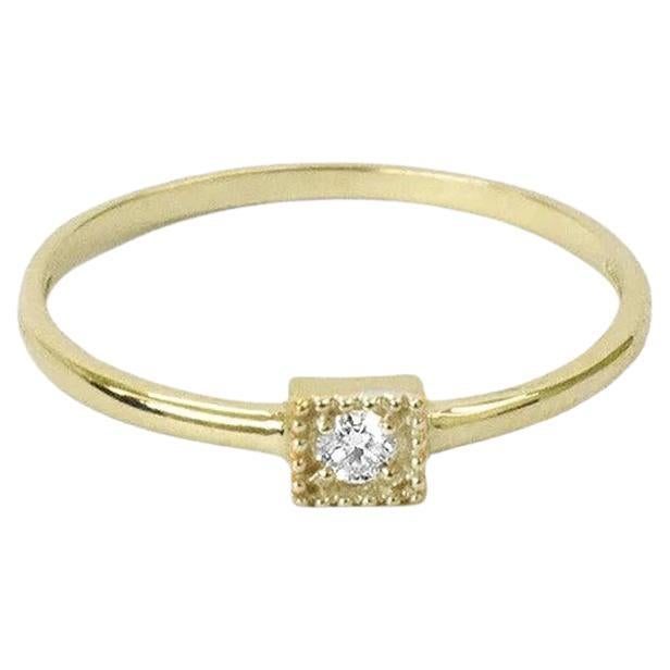 18k Gold Diamond Solitaire Ring Square Diamond Engagement Ring
