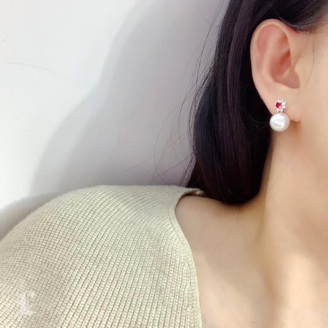 Uncut 【Vine Symphony】Floral Bloom Aurora South Sea Pearl & Spinel Gala Earrings For Sale