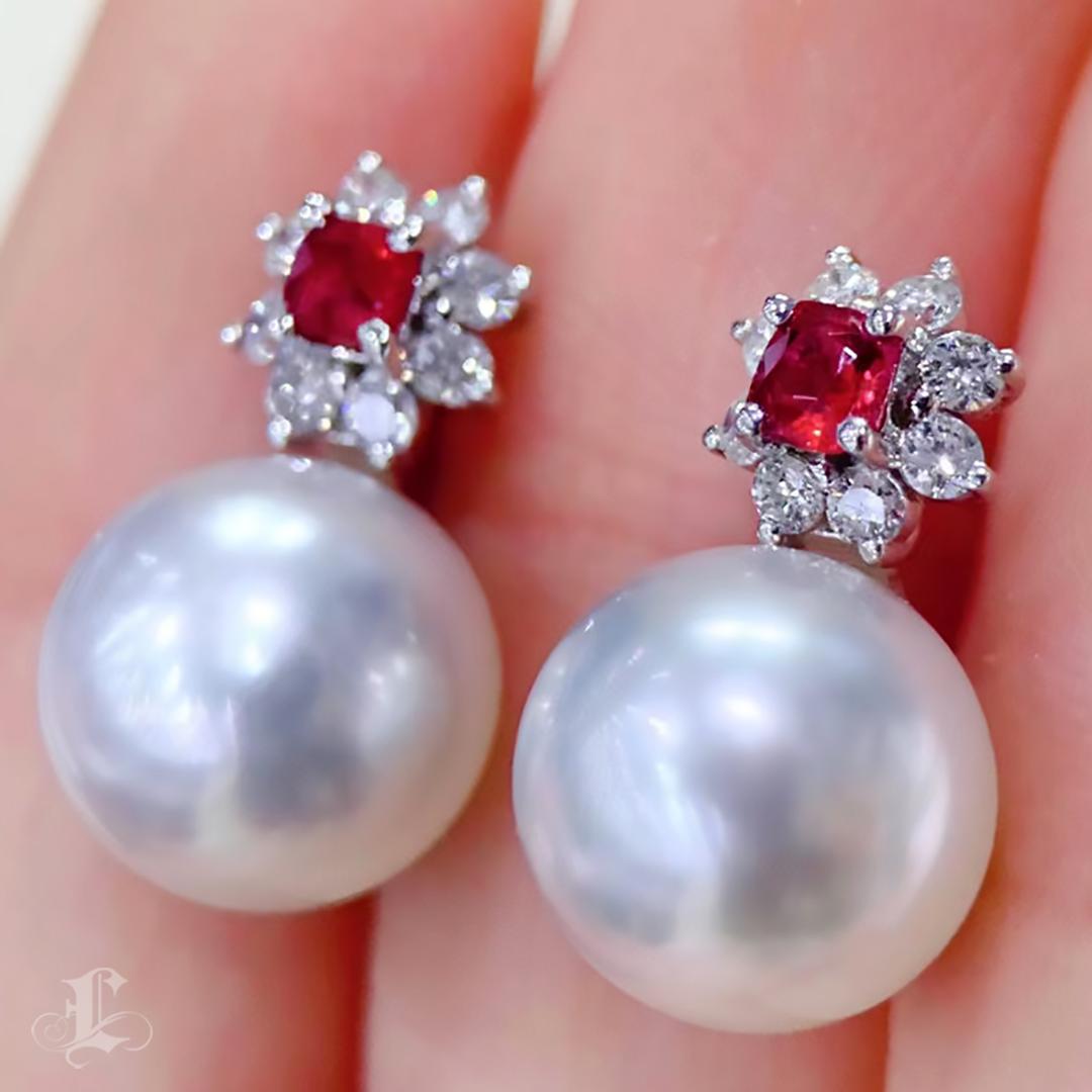 Women's 【Vine Symphony】Floral Bloom Aurora South Sea Pearl & Spinel Gala Earrings For Sale