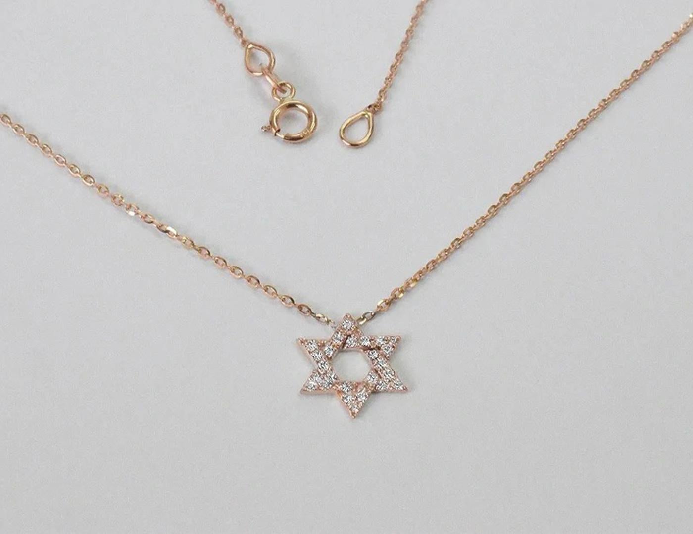 Women's or Men's 18k Gold Diamond Star Charm Necklace Pave Diamond Star Necklace For Sale