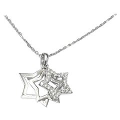 18K Gold Diamond Star Necklace Star of David Necklace Open Star Necklace