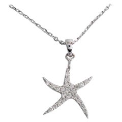 Collana di stelle marine con diamanti in oro 18k Gioielli da spiaggia oceano nautico