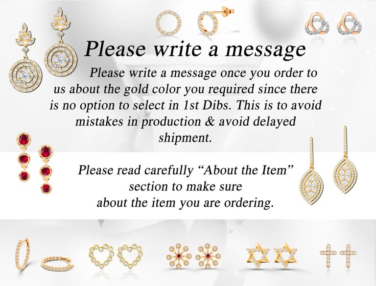 18k Gold Diamond Stud Earrings Bridal Earrings Fine Gold Diamond Earrings For Sale 2