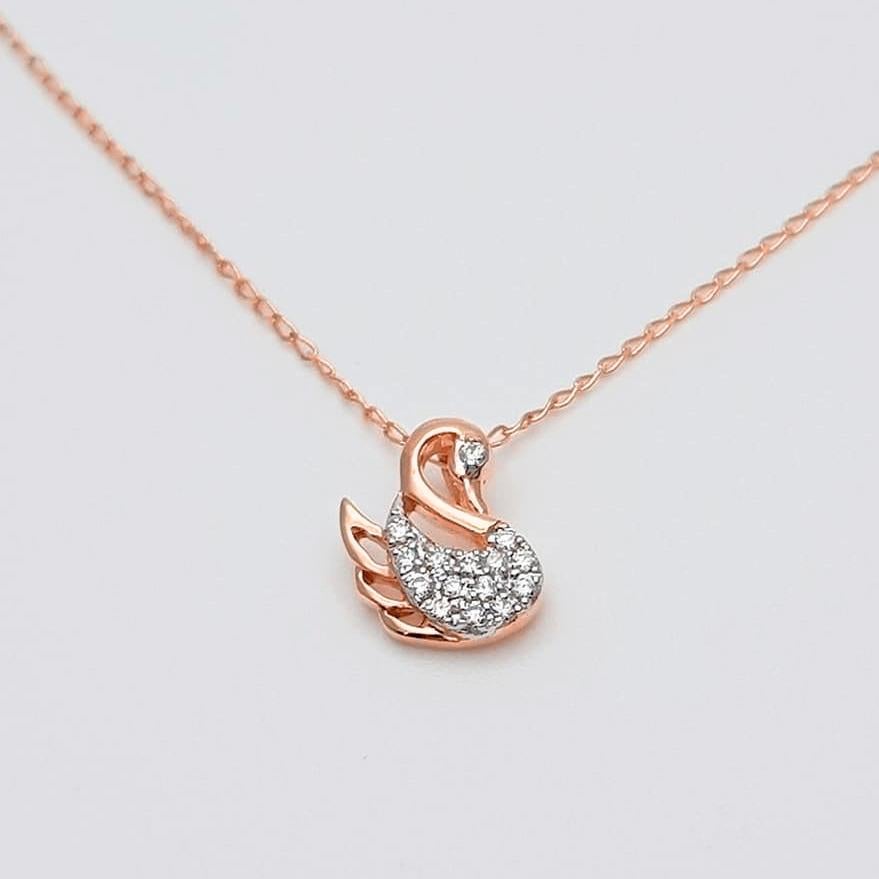 18k Gold Diamant Swan Halskette Lucky Swan Minimal Diamant Halskette (Moderne) im Angebot