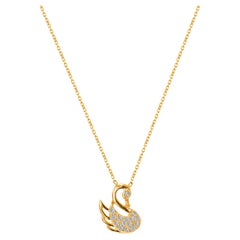 Collana con cigno di diamanti in oro 18k Collana con cigno fortunato e diamante minimale