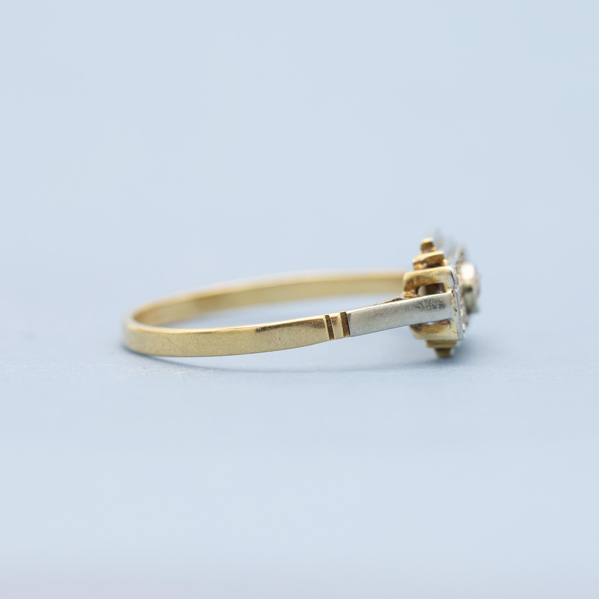 18k Gold diamond tank ring - family heirloom - Art Deco, Antique engagement ring 5