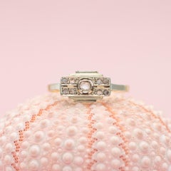 18k Gold diamond tank ring - family heirloom - Art Deco, Antique engagement ring